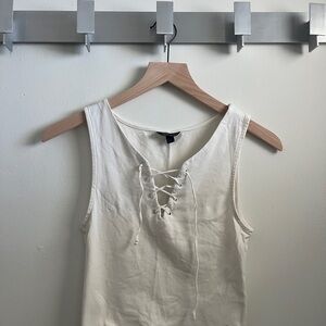 Topshop Cream Lace-Up Tank Top